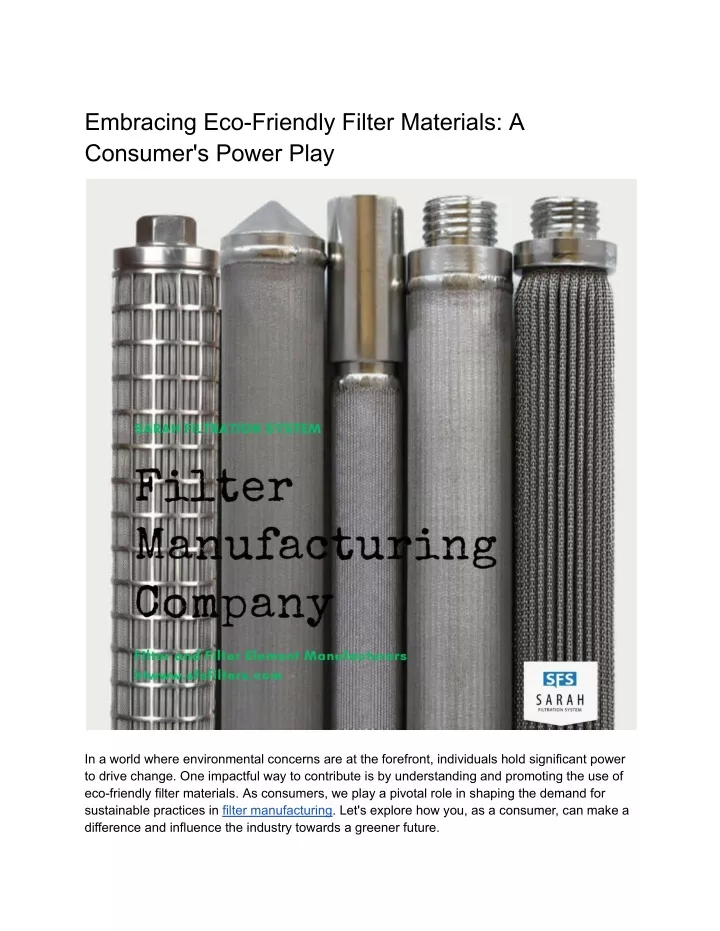 embracing eco friendly filter materials