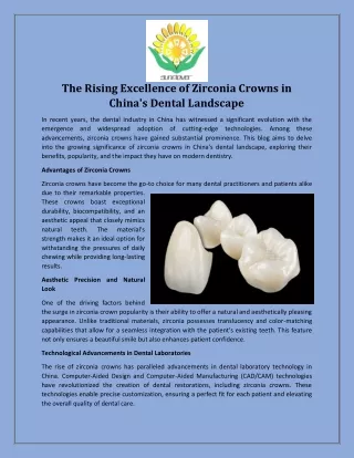The Rising Excellence of Zirconia Crowns in China's Dental Landscape