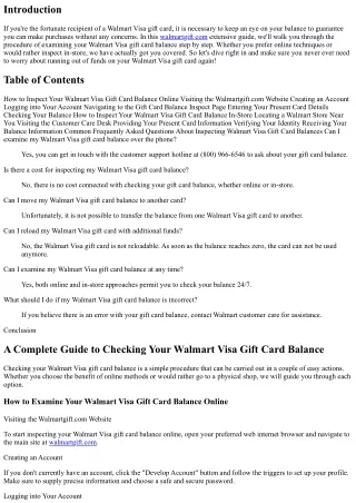 A Total Guide to Inspecting Your Walmart Visa Gift Card Balance