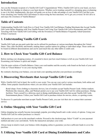 Relish the Sweetness of Vanilla Balance: How to Utilize Your Vanilla Gift Card L