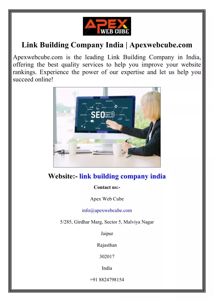 link building company india apexwebcube com
