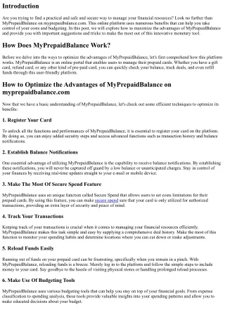 How to Optimize the Advantages of MyPrepaidBalance on myprepaidbalance.com