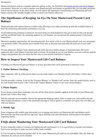 The Value of Monitoring Your Mastercard Gift Card Balance