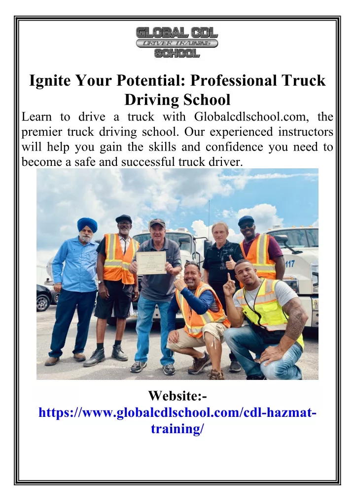 ignite your potential professional truck driving