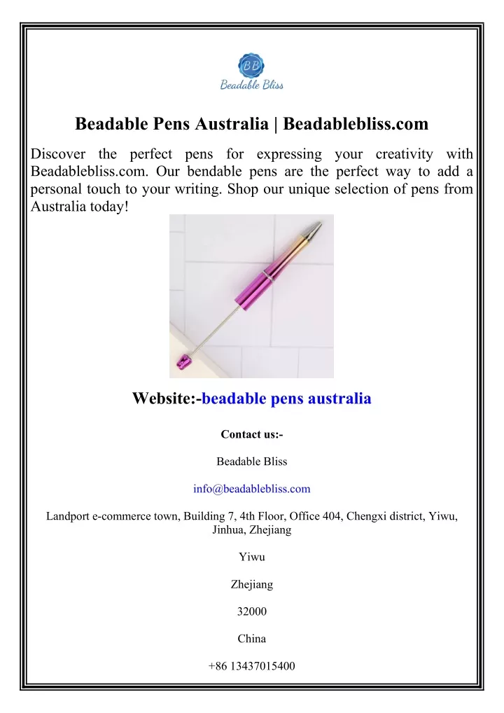 beadable pens australia beadablebliss com