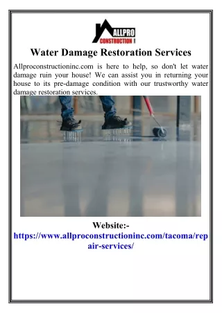 Water Damage Restoration Services