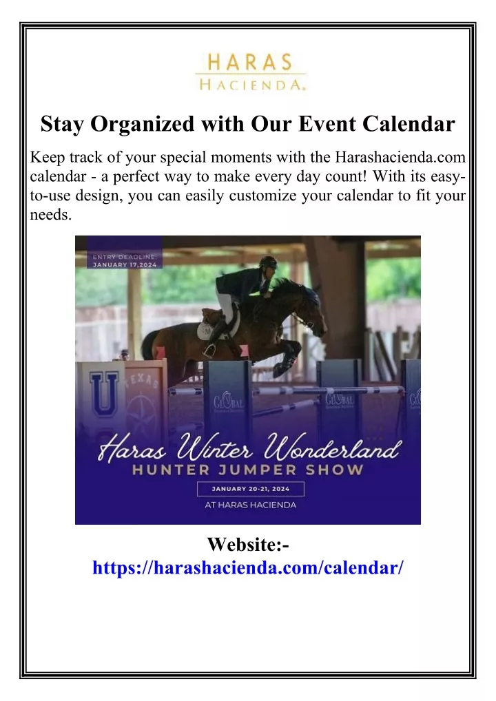 stay organized with our event calendar