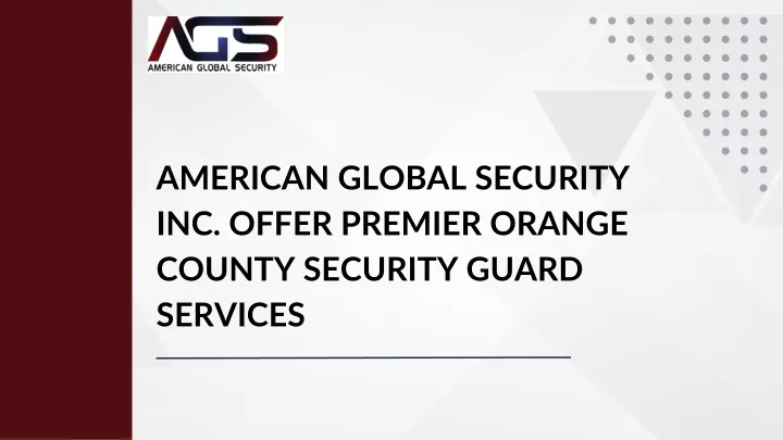 american global security inc offer premier orange