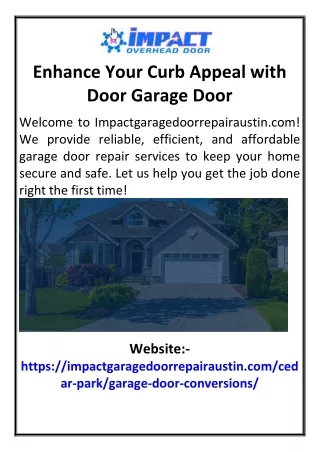 Enhance Your Curb Appeal with Door Garage Door