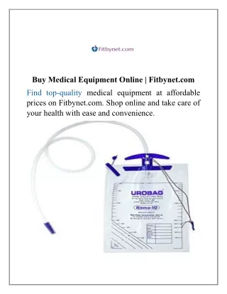 Buy Medical Equipment Online  Fitbynet