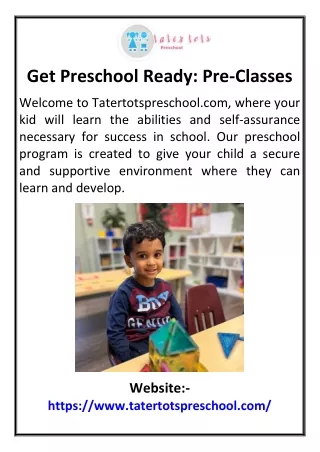 Get Preschool Ready  Pre-Classes