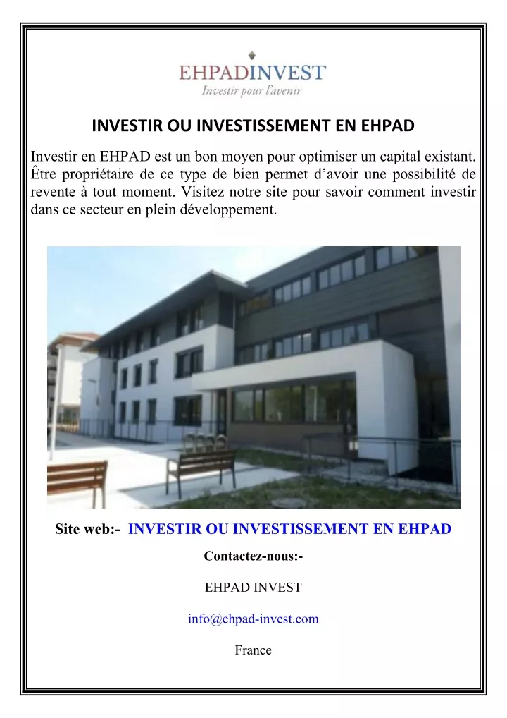 investir ou investissement en ehpad