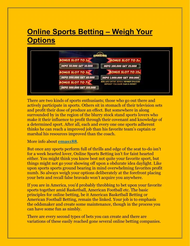 online sports betting weigh your options