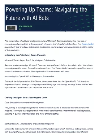 Powering Up Teams Navigating the Future with AI Bots