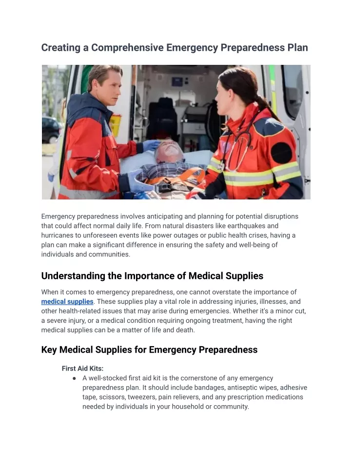 creating a comprehensive emergency preparedness