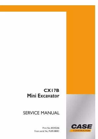 CASE CX17B Mini Excavator Service Repair Manual