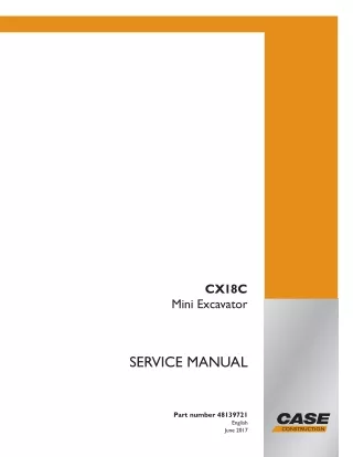 CASE CX18C Mini Excavator Service Repair Manual