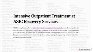 Intensive Outpatient Treatment at ASIC Recovery Services