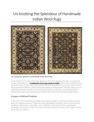 Un-knotting the Splendour of Handmade Indian Wool Rugs