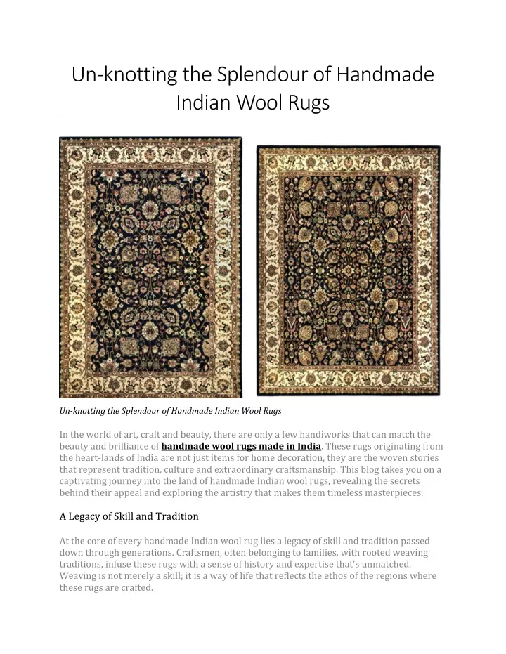 un knotting the splendour of handmade indian wool
