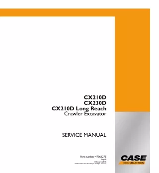 CASE CX230D Crawler Excavator Service Repair Manual