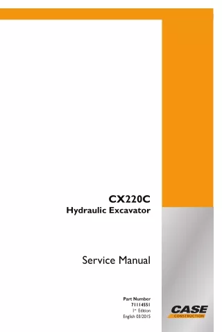 CASE CX220C Hydraulic Excavator Service Repair Manual