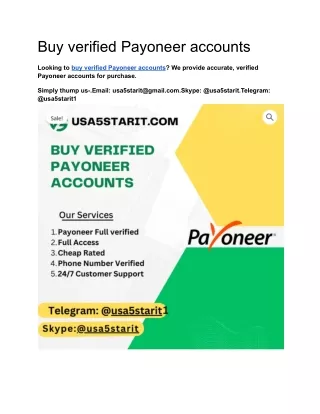 Buy verified Payoneer accounts