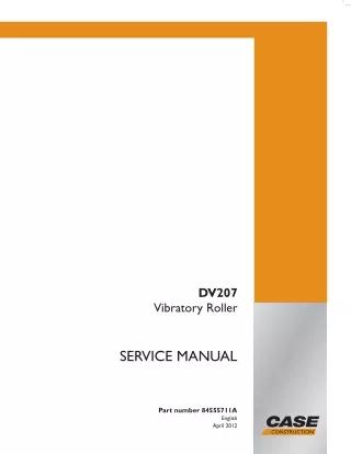 CASE DV207 Vibratory Roller Service Repair Manual