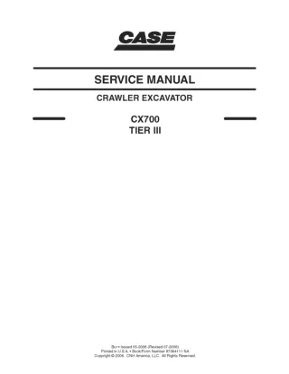 CASE CX700 Tier 3 Crawler Excavator Service Repair Manual