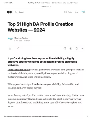 Top 51 High DA Profile Creation Websites — 2024