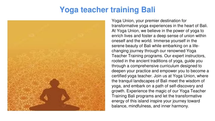 yoga teacher training bali