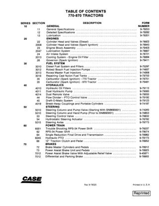 CASE IH 770 Tractor Service Repair Manual