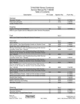 CASE IH 2365 Combine Service Repair Manual