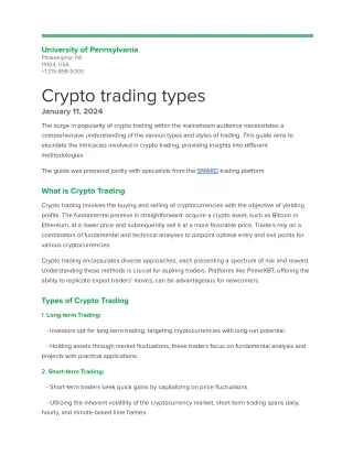 Crypto trading types— University of Pennsylvania
