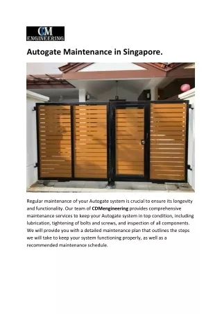 Autogate Maintenance Excellence in Singapore by CDMengineering.