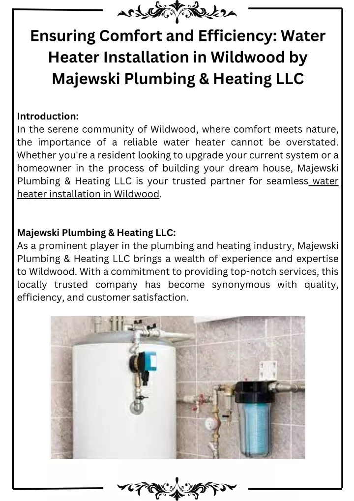 ensuring comfort and efficiency water heater