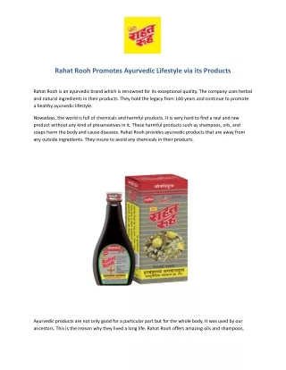Rahat Rooh Promotes Ayurvedic Lifestyle via its Products.docx