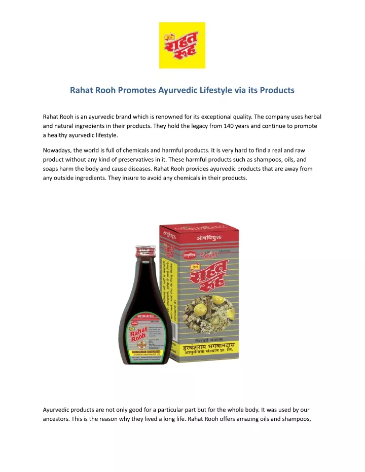 rahat rooh promotes ayurvedic lifestyle