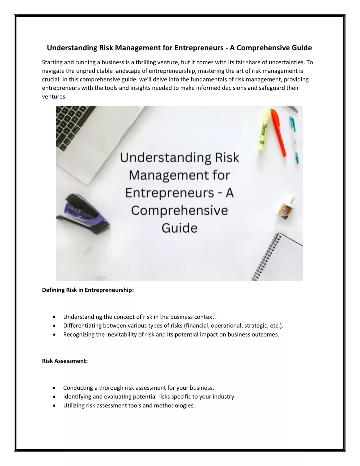understanding risk management for entrepreneurs