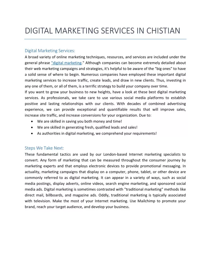 digital marketing services in chistian digital