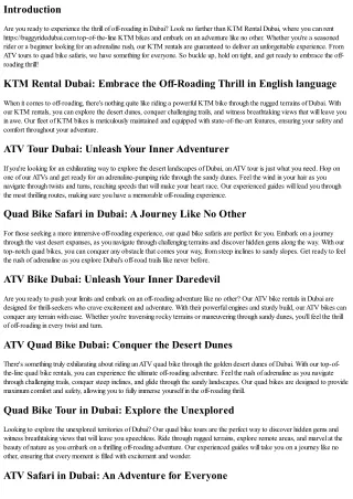 KTM Rental Dubai: Embrace the Off-Roading Thrill