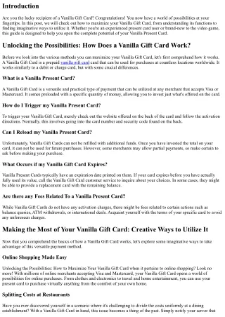 Unlocking the Possibilities: How to Make the Most of Your Vanilla Gift Card