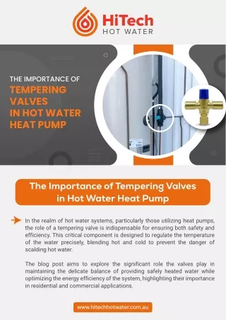The Importance of Tempering Valves in Hot Water Heat Pump