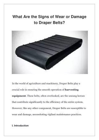 What Are the Signs of Wear or Damage to Draper Belts?