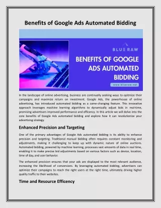 Benefits of Google Ads Automated Bidding