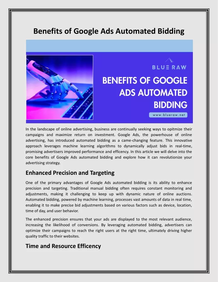 benefits of google ads automated bidding