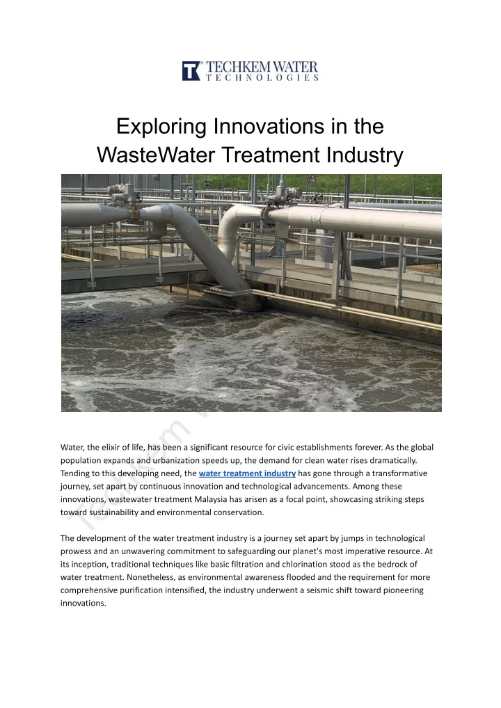 exploring innovations in the wastewater treatment