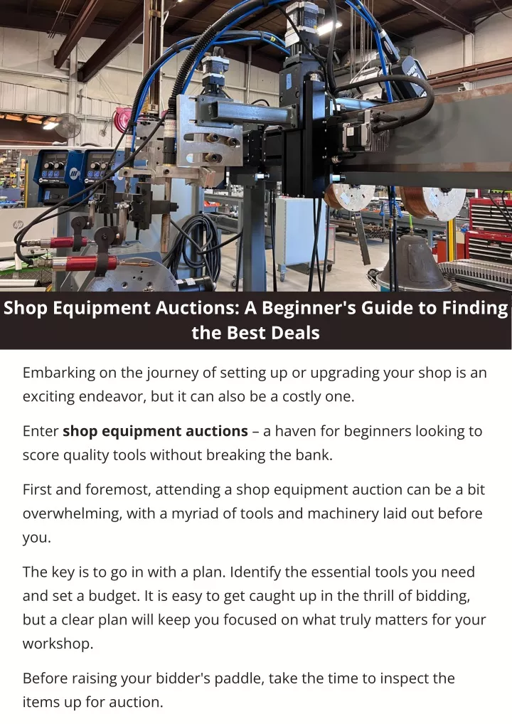 shop equipment auctions a beginner s guide