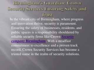 Security Company Birmingham