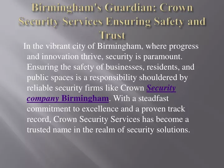 birmingham s guardian crown security services ensuring safety and trust